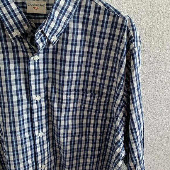 NWT Docker's Men Classic Fit Plaid Check Shirt Blue Hues XL - Picture 6 of 11